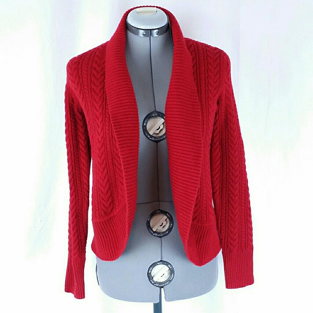 NWT Talbots Red Lambswool Cardigan shawl Career